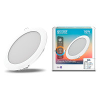 Свет-ик даунлайт GaussSmartHome 16W1600lm2700-4000К 220-240V IP20 165*38мм изм.цвет.тем+дим LED 1/30, 2040122