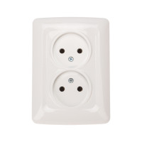 DEA Розетка 2-ая керамика б/з с/у 10А Бел KRANZ (1/10/120) , KR-78-0219