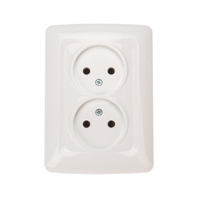 DEA Розетка 2-ая керамика б/з с/у 10А Бел KRANZ (1/10/120) , KR-78-0219