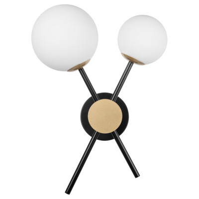 Lightstar 815620 (MB21055-2A) Бра  CROCO 2х40W E14 ЧЕРНЫЙ МАТОВЫЙ/ЗОЛОТО (в комплекте)