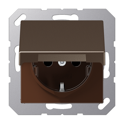 Штепсельная розетка SCHUKO 16A 250V~ с защитой от детей; с крышкой; термопласт; мокка, A1520BFKIKLMO