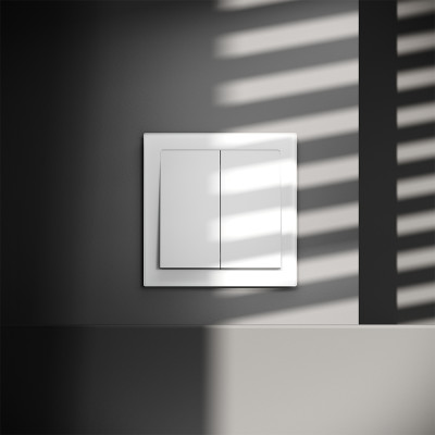 Проходной переключатель встраиваемый VOLTUM S70 двухклавишный 10А, (белый матовый), VLS020302