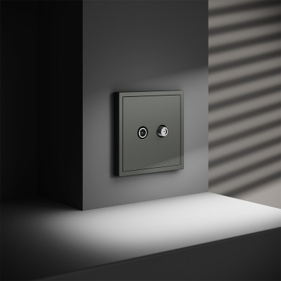 Розетка телевизионнная встраиваемая VOLTUM S70 оконечная TV+SAT, (титан), VLS060406