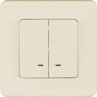 Legrand Inspiria Выключатель 2-х клавишный с подсветкой, цвет слоновая кость