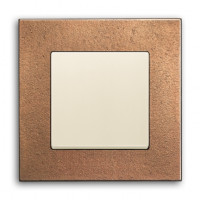 ABB Выключатель 1-клавишный, Вставка - слоновая кость, Рамка - Бронза, серия Carat