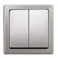 ABB Выключатель 2-клавишный, серия Pure сталь