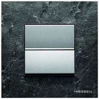 ABB Выключатель 1-клавишный, вставка - алюминий,рамка - натуральный сланец, серия Zenit