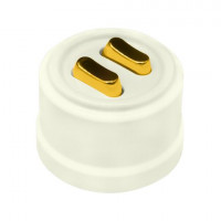 Bironi Выключатель 2-кл., пластик, цвет Слоновая кость,  Золото (клавишный), B1-222-211-G