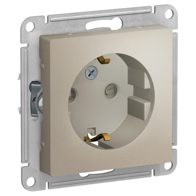 IRIDIUM Розетка с заземляющим контактом и защитой от прикосновения, 250 В, 16 А, винтовой зажим. Цвет шампань, M0203