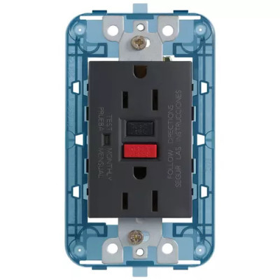 Vimar Двойная розетка 2P+T 15 A, американский стандарт с GFCI, серая, 19296