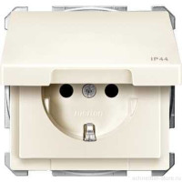 SD Розетка со шторк. и крышкой 2К+З 16А 250В~ IP44, беж.