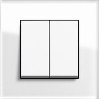 Gira Выключатель 2-клавишный, глянцевый белый - белое стекло,серия Esprit