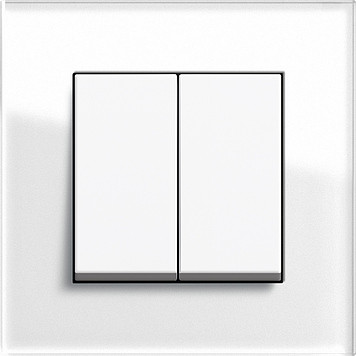 Gira Выключатель 2-клавишный, глянцевый белый - белое стекло,серия Esprit