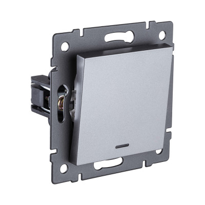 Выключатель 1-клавишный проходной 10А/250В с LED подсветкой, серый Kollinger REA-S-004GY для Aspekt, Eleganz, Reflex