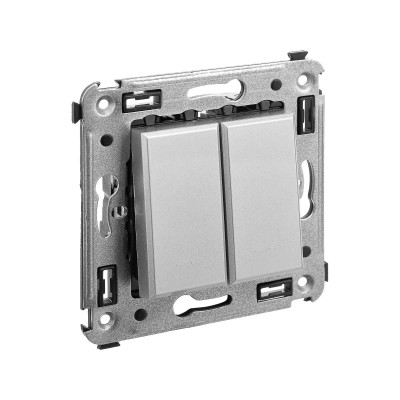 4404154 - ДКС Кнопка двухклавишная в стену, "Avanti", "Закаленная сталь"