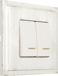 Fede Выключатель 2-клавишный, с подсветкой, цвет бежевый - White Decape, серия Madrid