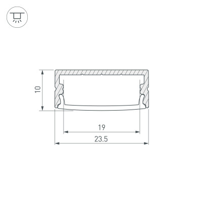 Профиль с экраном ARH-WIDE-H10-2000 ANOD+OPAL (Arlight, Алюминий), 036768
