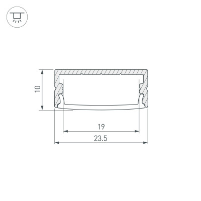 Профиль с экраном ARH-WIDE-H10-2000 ANOD+OPAL (Arlight, Алюминий), 036768
