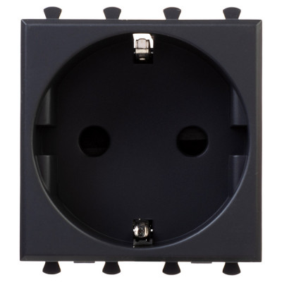 4412002 - ДКС Розетка модульная, 2P+E, с з/ш, "Avanti", "Черный матовый", 2 модуля