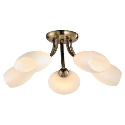 LUSSOLE CLARKDALE Люстра потолочная, цвет основания - бронзовый, плафон - стекло (цвет - белый), 5x40W E14, LSP-0189