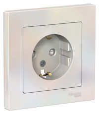 ATN000444 - ATLASDESIGN РОЗЕТКА с заземлением со шторками, 16А, в сборе, ЖЕМЧУГ, Systeme Electric