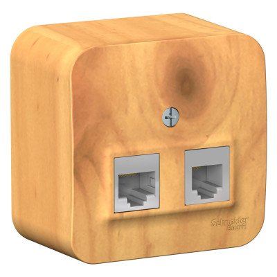 BLANCA О/У РОЗЕТКА двойная: комп.RJ45, кат.5E + телеф. RJ11, ИЗОЛ.ПЛ.,ЯСЕНЬ