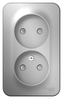 BLANCA О/У РОЗЕТКА двойная без заземл. со шт. ИЗОЛ.ПЛ.,16А,250В,АЛЮМИНИЙ