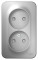 BLANCA О/У РОЗЕТКА двойная без заземл. со шт. ИЗОЛ.ПЛ.,16А,250В,АЛЮМИНИЙ