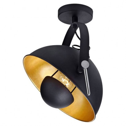 LUSSOLE SHERRELWOOD Потолочный светильник, цвет основания - черный, плафон - металл (цвет - черный), 1x60W E27, LSP-9825