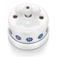 Fontini Выключатель 1-клавишный, цвет белый фарфор с синим узором,  Fontini, серия Garby