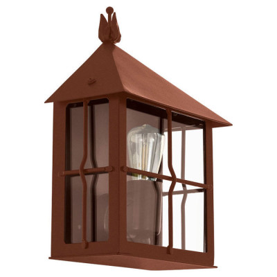 64757 Уличный настен свет-к GAUDESI, 1X60W(E27), сталь оцинкован., коричн антик/ стекло, прозрачн.