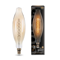 Лампа Gauss Filament BT120 8W 620lm 2400К Е27 golden flexible LED 1/10, 156802008