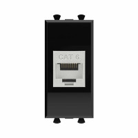 DKC Компьютерная розетка RJ-45 без шторки модульная, кат.6 экранированная, "Avanti", "Черный квадрат", 1 модуль