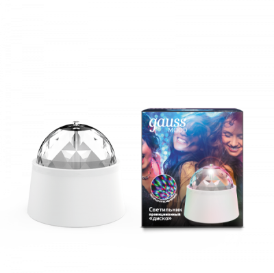 Gauss Светильник "диско" 3W 220-240V белый с фиксированной проекцией с кабелем электропитания и выключателем LED, DIY0021