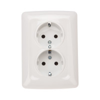 DEA Розетка 2-ая керамика с/з с/у 16А Бел KRANZ (1/10/100) , KR-78-0220