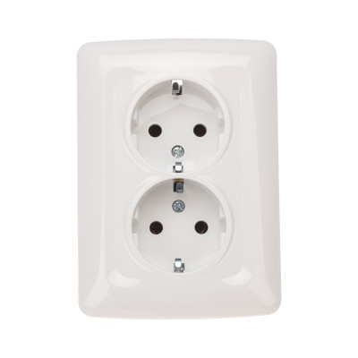 DEA Розетка 2-ая керамика с/з с/у 16А Бел KRANZ (1/10/100) , KR-78-0220