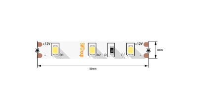 Лента светодиодная стандарт 2835 60LED/м 4.8Вт/м холод. бел. 12В IP20 со скотчем 3М (уп.5м) SWG Standard 00-00007261