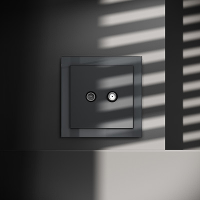 Розетка телевизионнная встраиваемая VOLTUM S70 оконечная TV+SAT, (графит), VLS060407