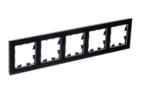 ATN361005 - ATLASDESIGN NATURE 5-постовая РАМКА, НАТУРАЛЬНОЕ СТЕКЛО, ЧЕРНЫЙ, Systeme Electric