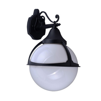Arte Lamp MONACO, Светильник уличный архитектурный, цвет арматуры - черный, цвет плафона/декора - БЕЛЫЙ, 1х75W E27, A1492AL-1BK