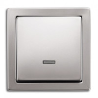 ABB Выключатель 1-клавишный, с подсветкой, серия Pure сталь