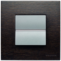 ABB Выключатель 1-клавишный, вставка - алюминий, рамка - дерево венге, серия Zenit
