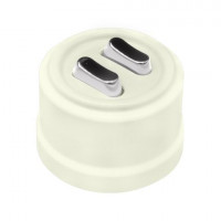 Bironi Выключатель 2-кл., пластик, цвет Слоновая кость, Серебро (клавишный), B1-222-211-S