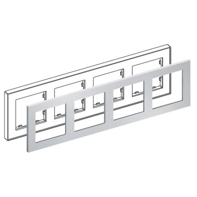 IRIDIUM Рамка на 4 поста, серебристый, Monaco 04 без кромки, 04P402