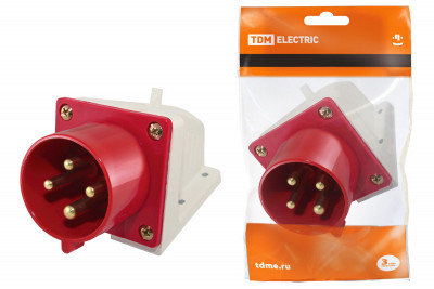Вилка 514 стационарная 3Р+РЕ 16А 380В IP44 TDM Electric, SQ0605-0012