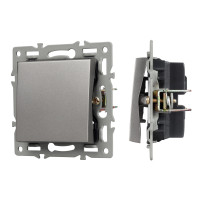 043716 - Механизм выключателя одноклавишный проходной SWT-MKP1-PL-GR (250V, 16A) (Arlight, -)