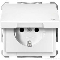 SD Розетка со шторк. и крышкой 2К+З 16А 250В~ IP44, полярно-бел.
