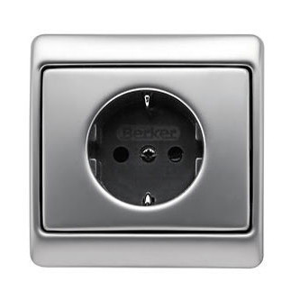 Berker Розетка 2к+з, нержавеющая сталь, серия Arsys