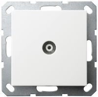 Розетка TV ?9.5mm оконечная с накладкой, цвет белый глянцевый, G6001W, Jasmart Electric