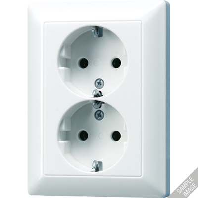 Штепсельная розетка SCHUKO 16A 250V~ с защитой от детей, сдвоенная; белая, AS5020KIUWW